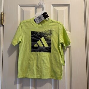 Adidas Kids Neon Green Logo Tee and shorts set